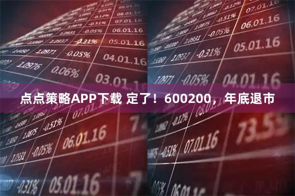 点点策略APP下载 定了！600200，年底退市
