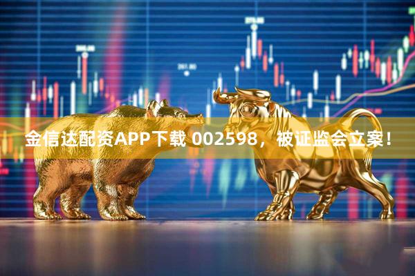 金信达配资APP下载 002598，被证监会立案！